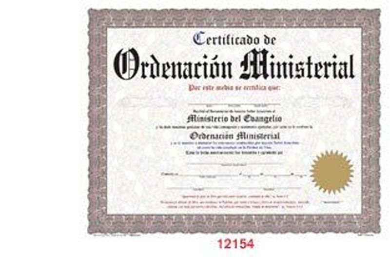 CERTIFICADO DE ORDENACION MINISTERIAL - Distribuidora Pan de Vida