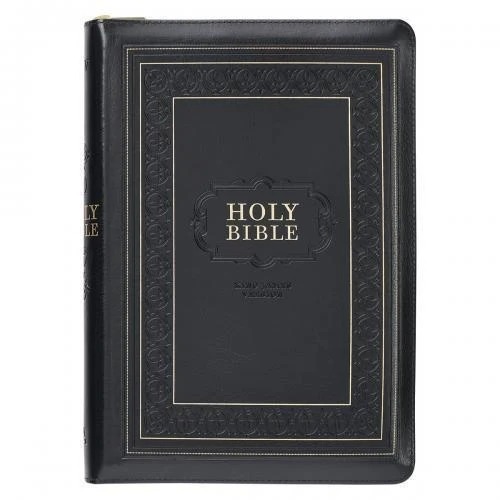 Biblia KJV Imitacion Piel, Tamaño Gande Color Negro Con Cierre e Indice