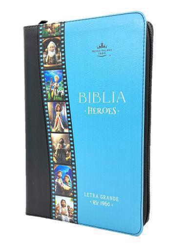 Biblia RVR1960 Heroes, Imitaci?n Piel, Tama?o Manual con Cierre, Color Azul